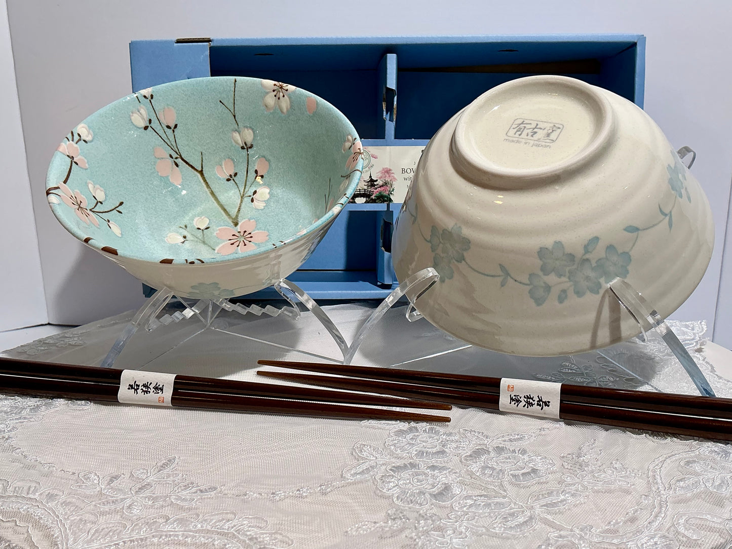 Jewel Japanese Ceramic Rice Bowl with Chopsticks | 6" | Made in Japan