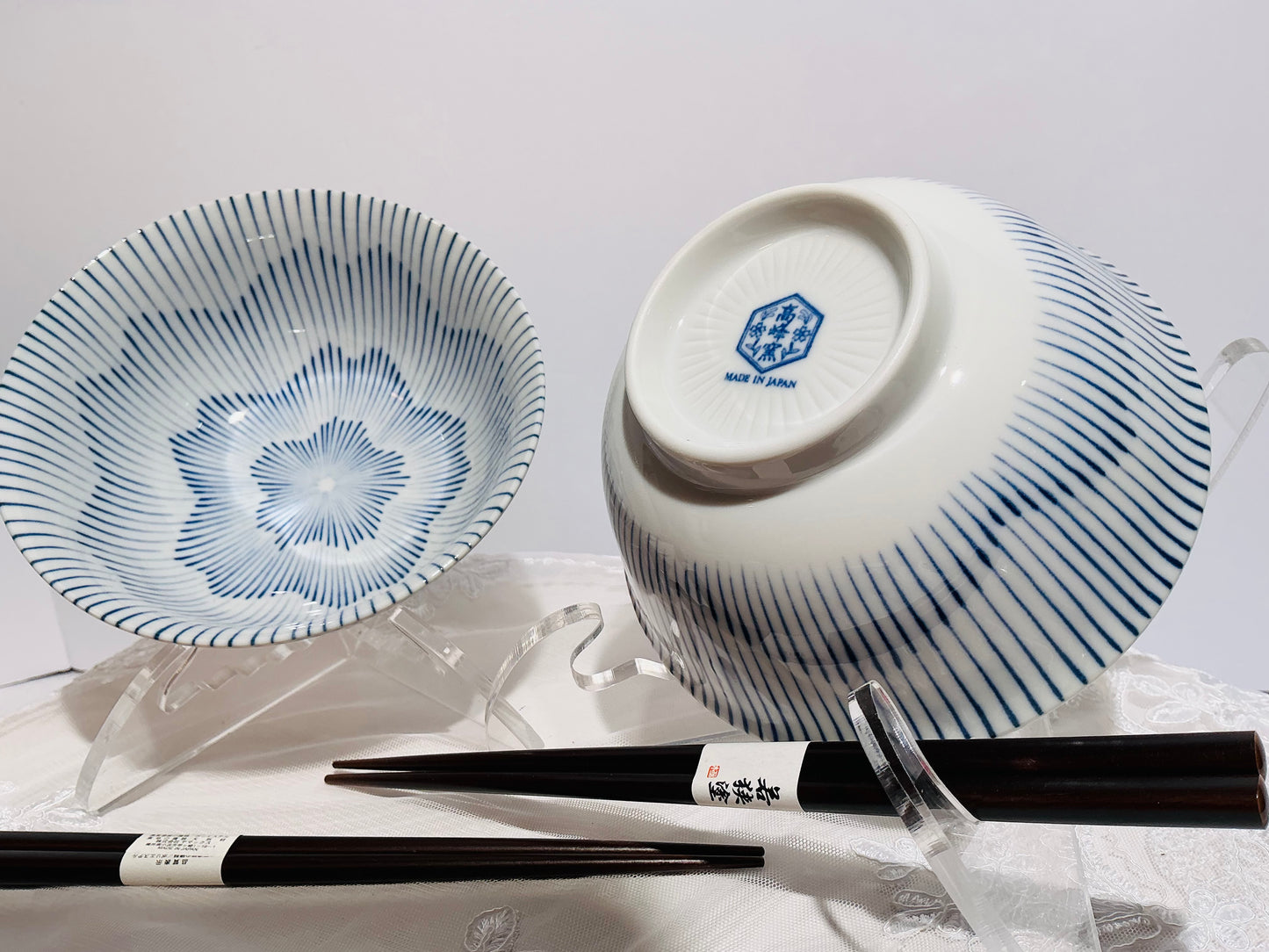 Jewel Japanese Ceramic Rice Bowl with Chopsticks | 6" | Made in Japan