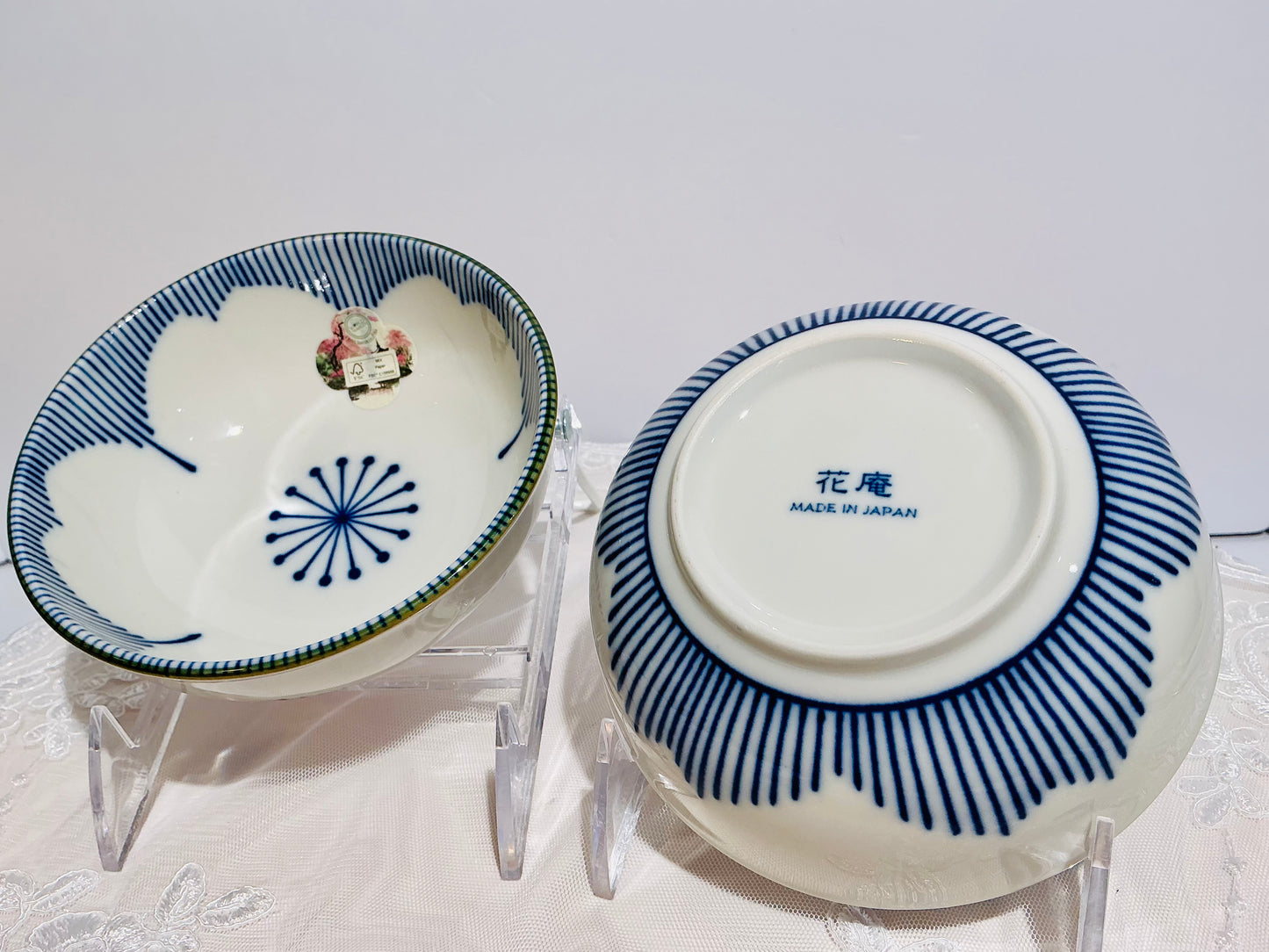 Jewel Hana-an Scalloped Sakura Ceramic Bowl Set of 2 | 5" | Made in Japan