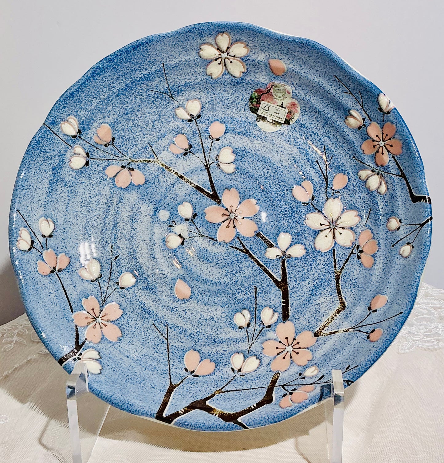 Yukoshitsu Sakura Cherry Blossom Ceramic Plate | 8.2" | Made in Japan