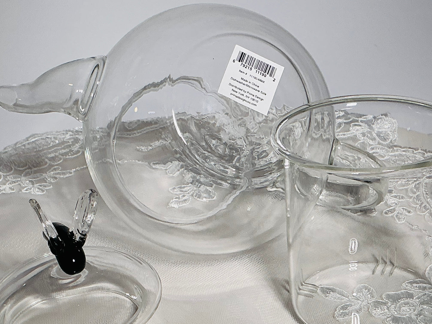 Glass Teapot with Decorative Knob Lid & Built-In Infuser – Lemon, Blue Bird, Tulip or Bee