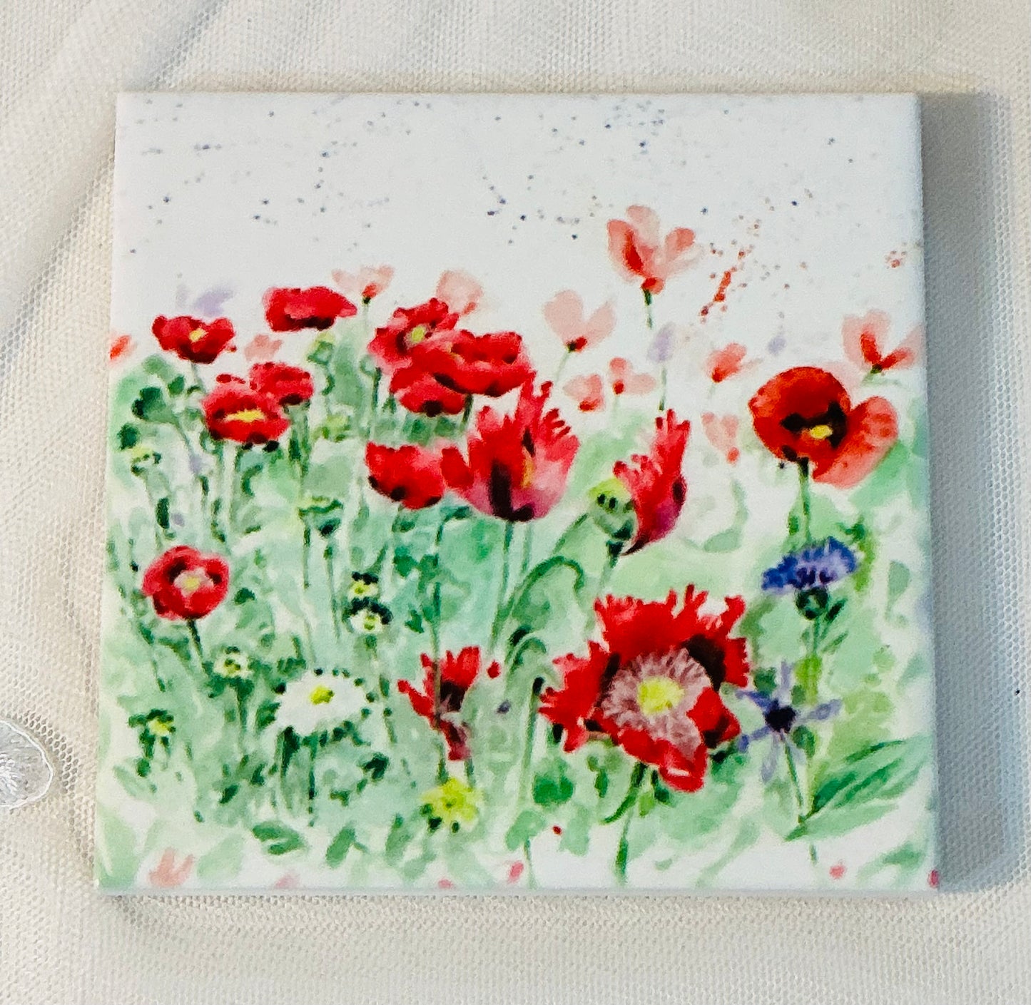 Country Creation Handmade Ceramic Coaster Set of 4 | Original Art | Made in England