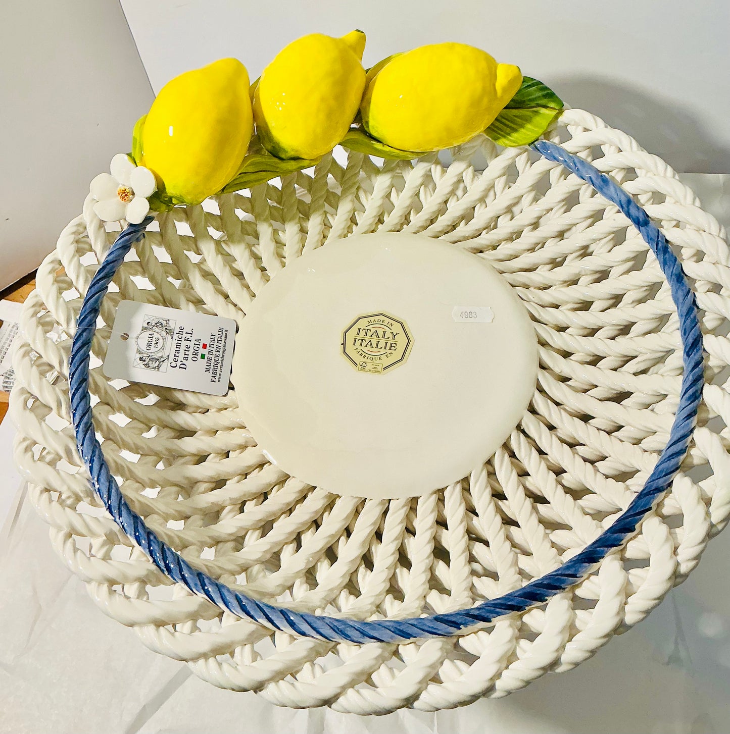 Ceramiche D'arte F.L. Orgia Italian Ceramic Lemon Basket Centerpiece Bowl – Made in Italy