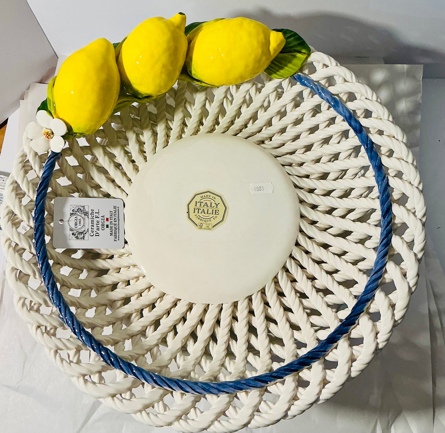 Ceramiche D'arte F.L. Orgia Italian Ceramic Lemon Basket Centerpiece Bowl – Made in Italy