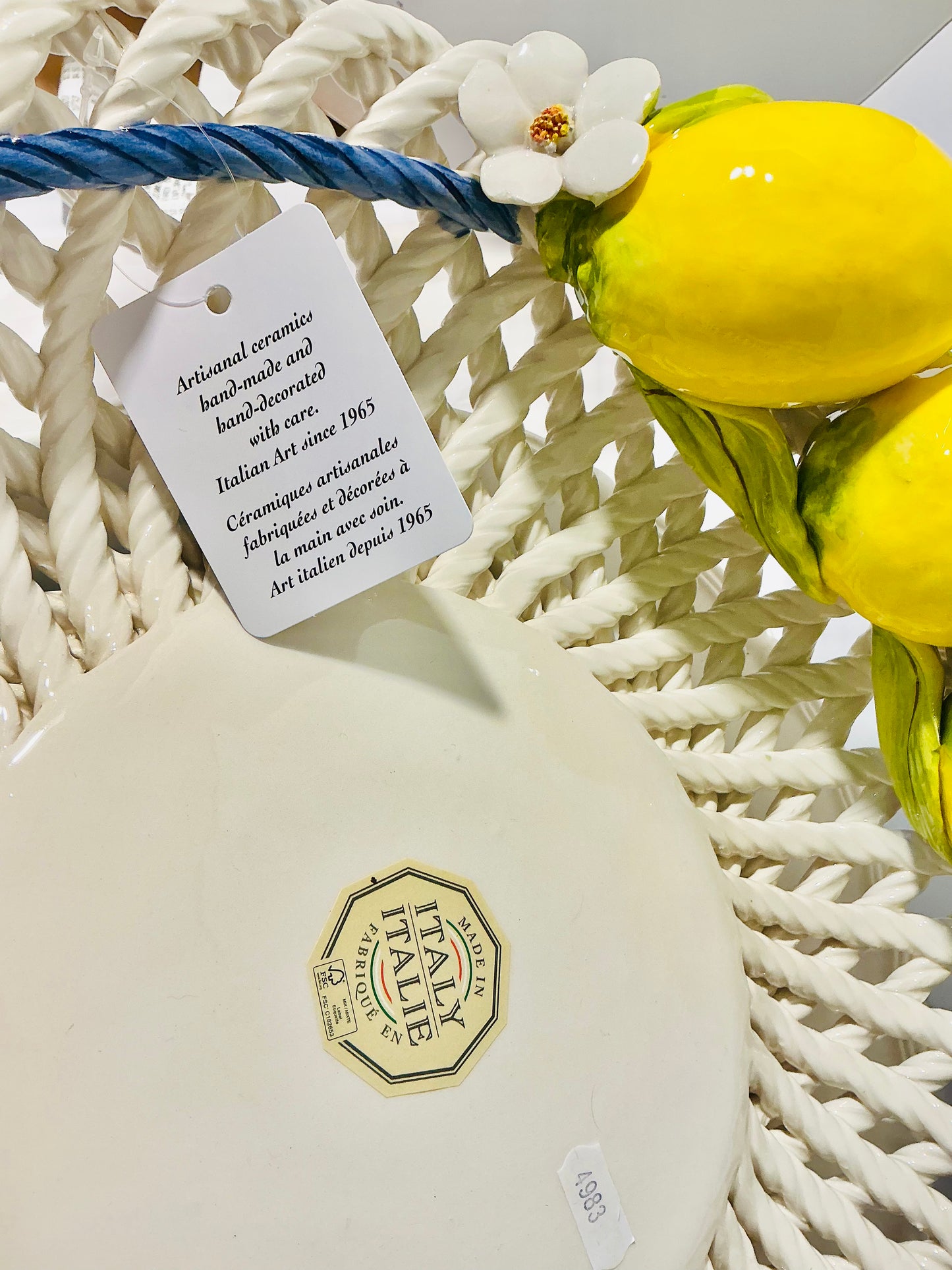 Ceramiche D'arte F.L. Orgia Italian Ceramic Lemon Basket Centerpiece Bowl – Made in Italy