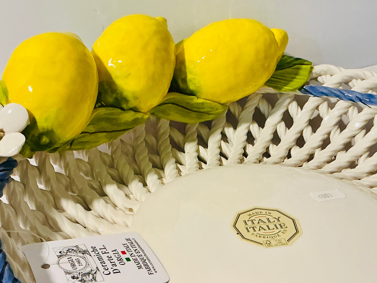 Ceramiche D'arte F.L. Orgia Italian Ceramic Lemon Basket Centerpiece Bowl – Made in Italy