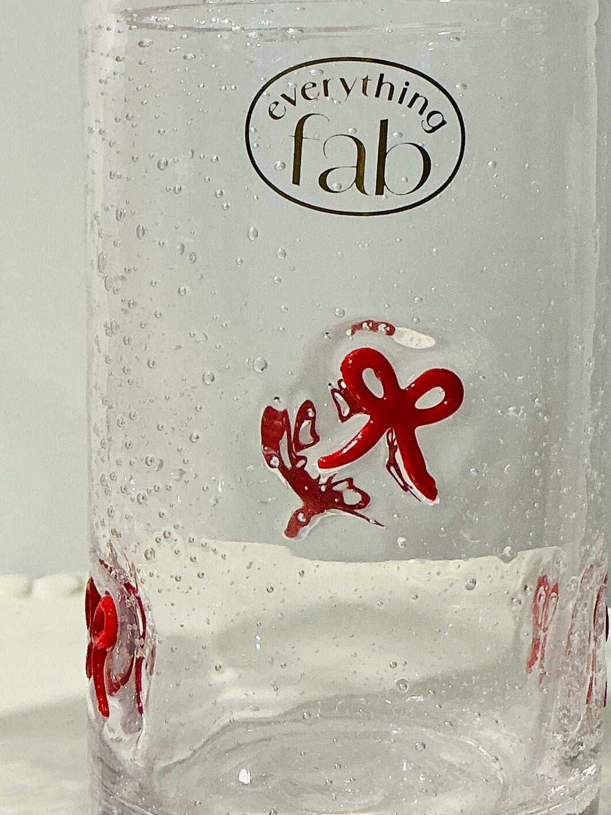 Everything Fab Bubble Glass Highball Glasses Set of 2 – Vintage Aesthetic Lips, Bows or Strawberry Design