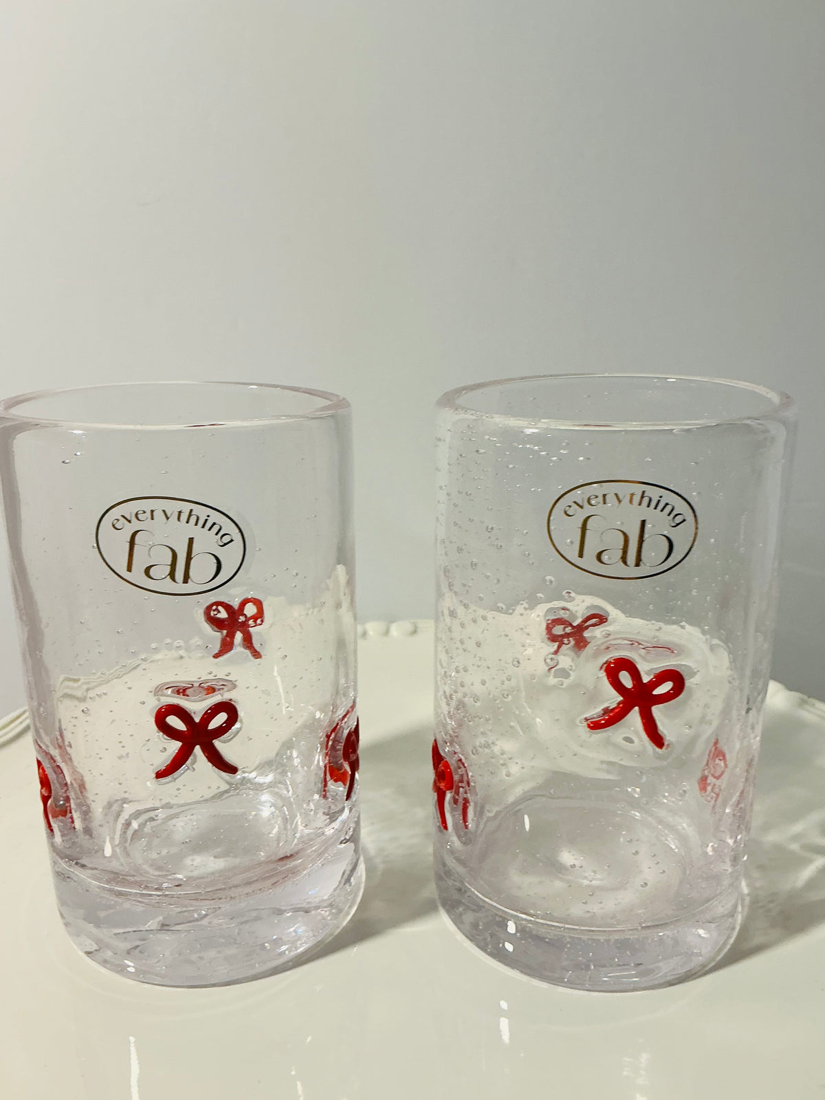 Everything Fab Bubble Glass Highball Glasses Set of 2 – Vintage Aesthetic Lips, Bows or Strawberry Design