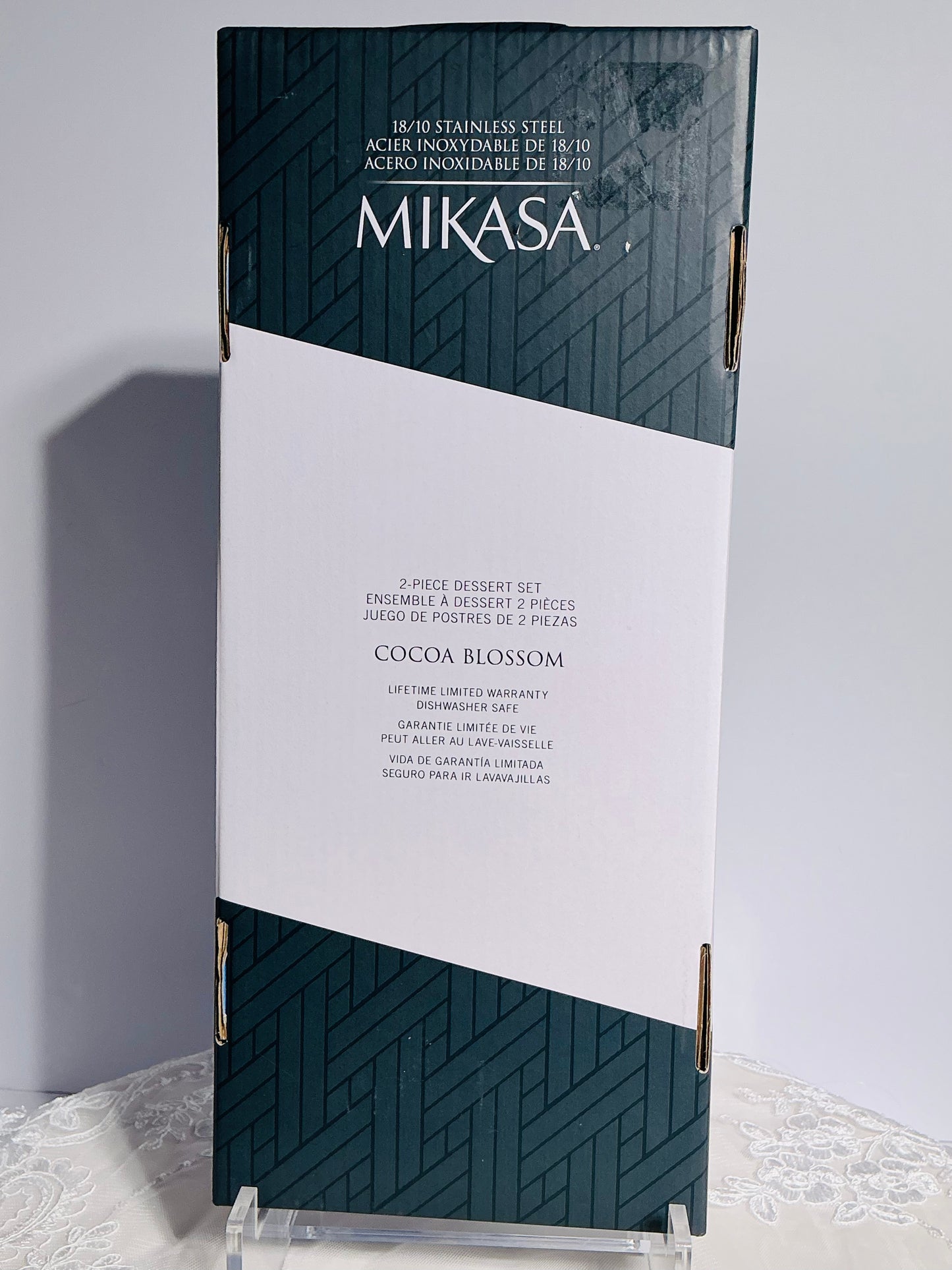Mikasa Cocoa Blossom 2-Piece Dessert Set | Cake Knife & Server | 18/10 Stainless Steel