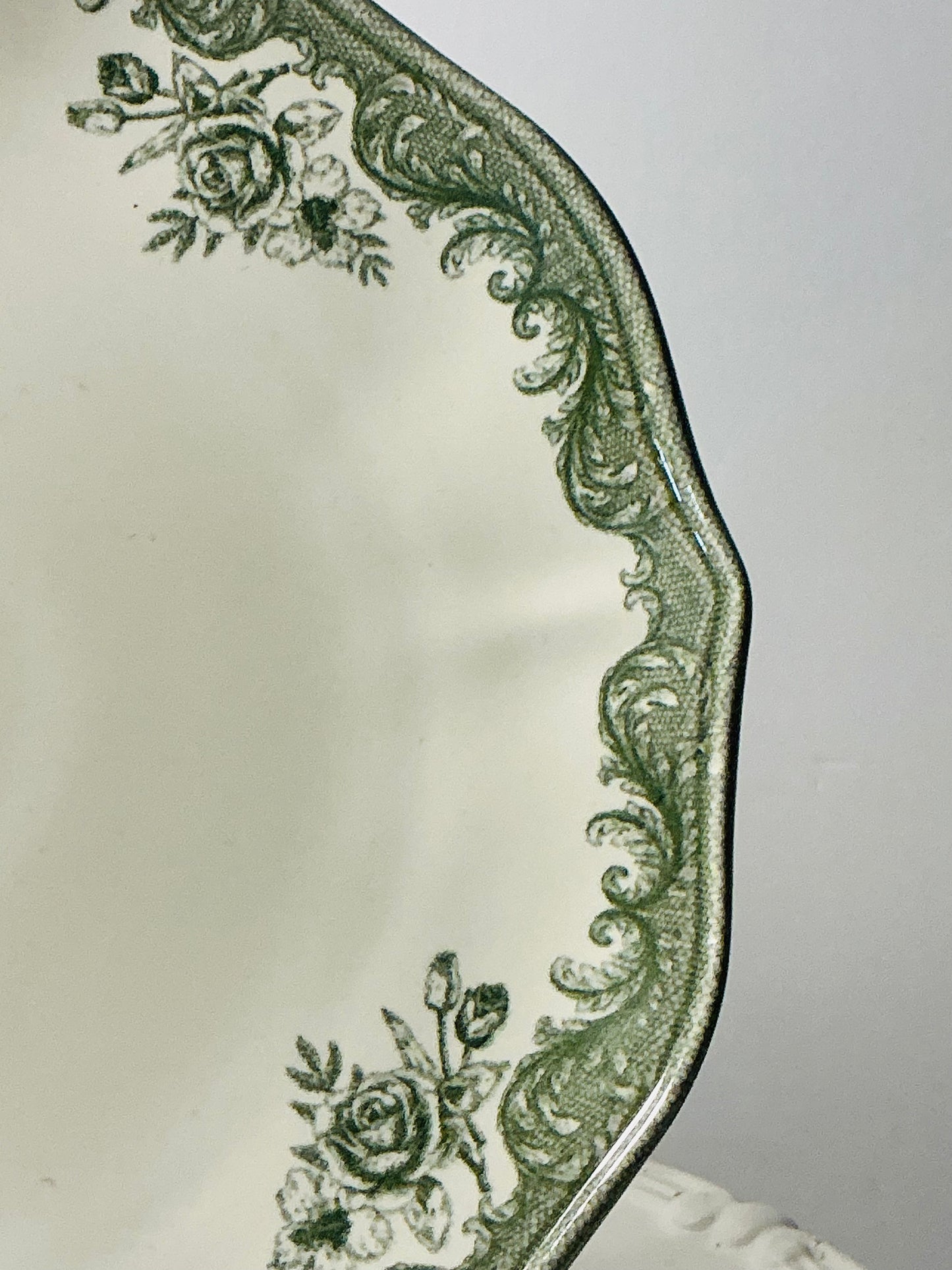MatCeramica Portugal Sage Green Rose Dinnerware – Dinner Plate, Salad Plate OR Pasta Bowl