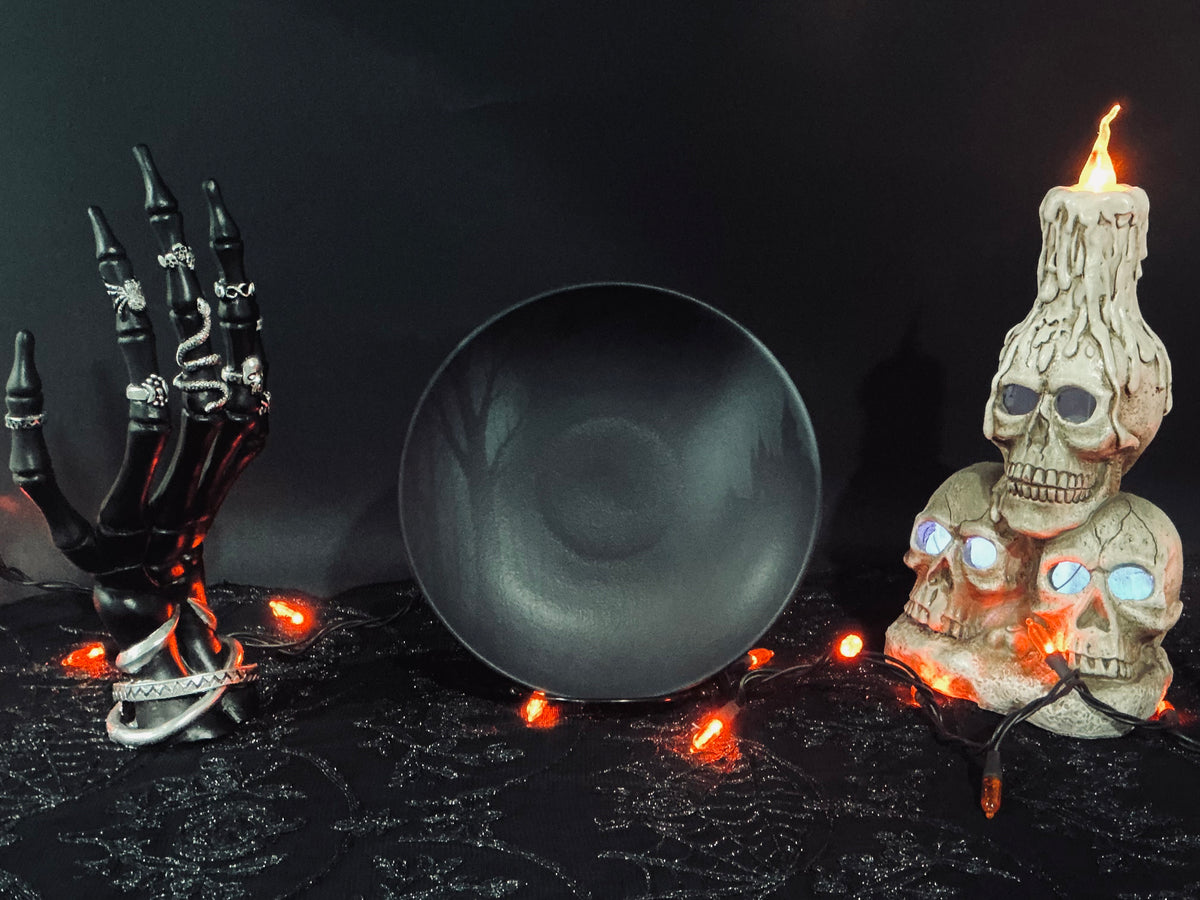 Mesa Brasil Halloween Haunted Castle Matte Black Dinnerware | Choose Your Style