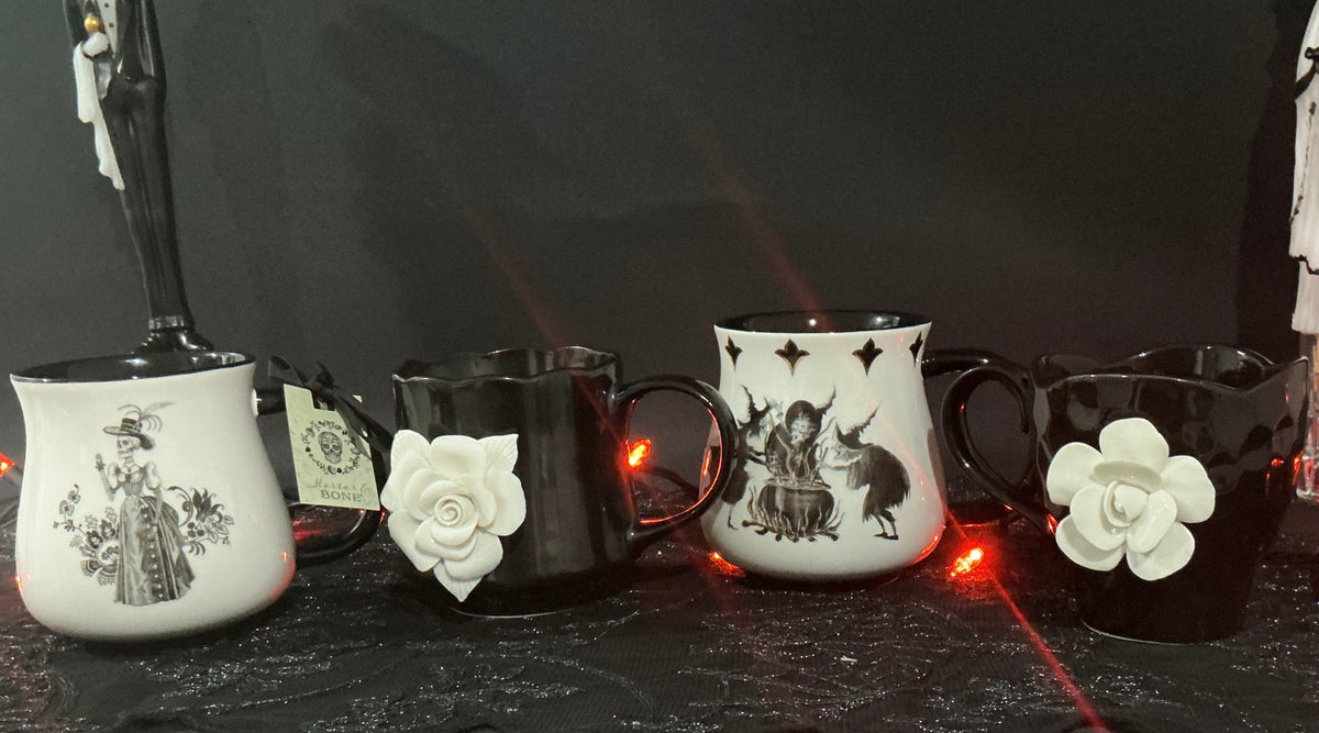 Potter's Studio Gothic Black & White Ceramic Mugs | Choose Your Style