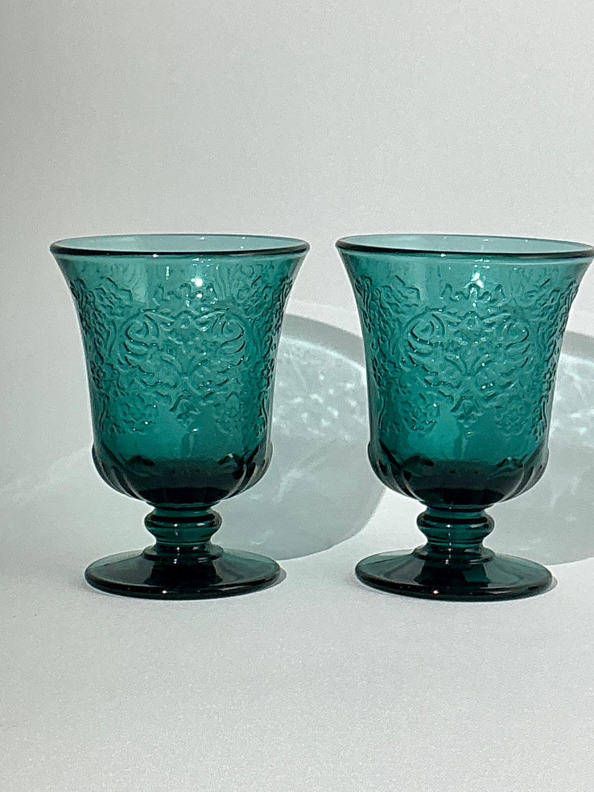 La Rochère Amboise Night Blue Pressed Glass Set of 2 – Wine Glass or Tumbler – Vintage French Glassware
