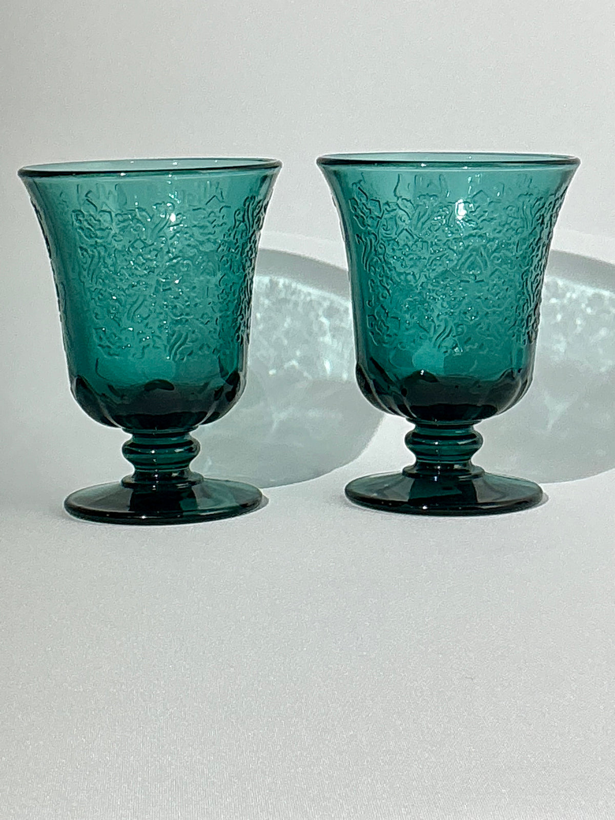 La Rochère Amboise Night Blue Pressed Glass Set of 2 – Wine Glass or Tumbler – Vintage French Glassware