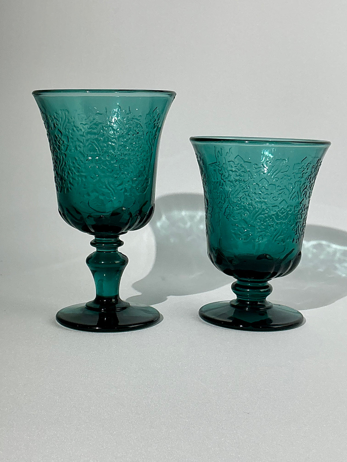 La Rochère Amboise Night Blue Pressed Glass Set of 2 – Wine Glass or Tumbler – Vintage French Glassware