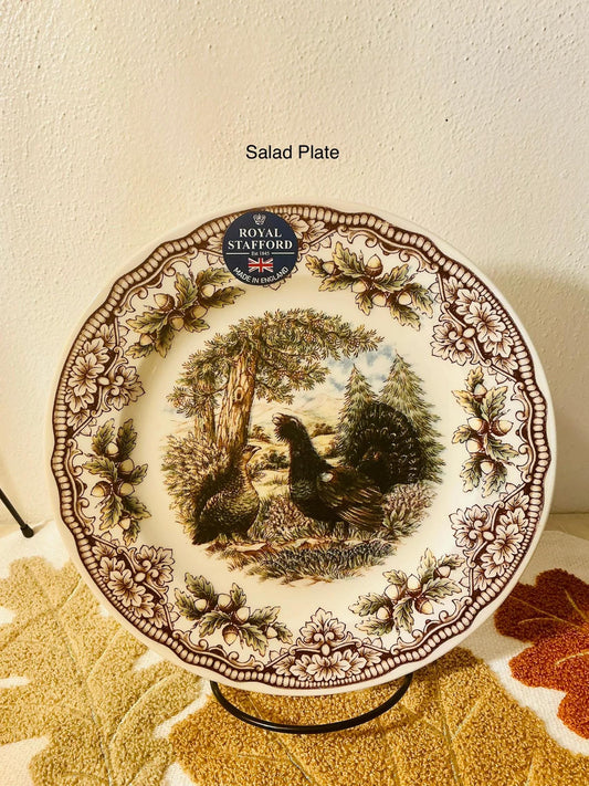Royal Stafford Homeland Capercaillie Grouse Salad Plate 8.1/4” Discontinued Victorian English Pottery